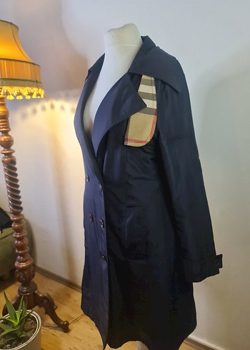 Lacivert Kadın Düğmeli Uzun Trençkot - Görsel 3