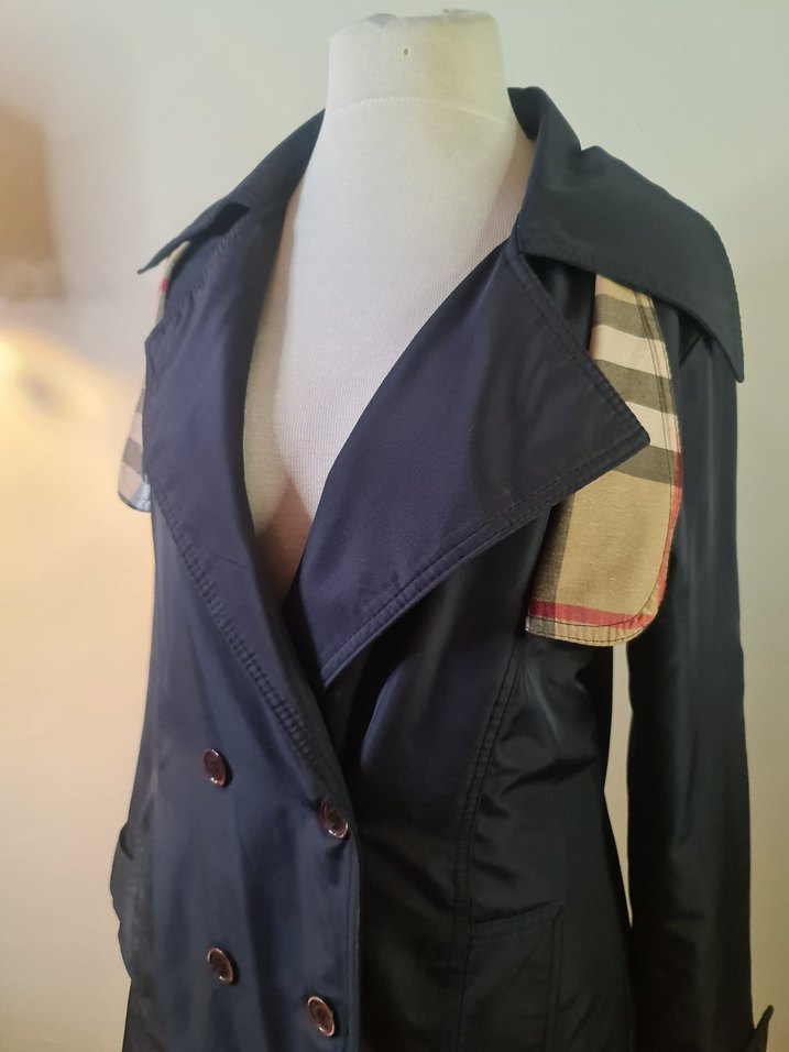 Lacivert Kadın Düğmeli Uzun Trençkot - Görsel 2