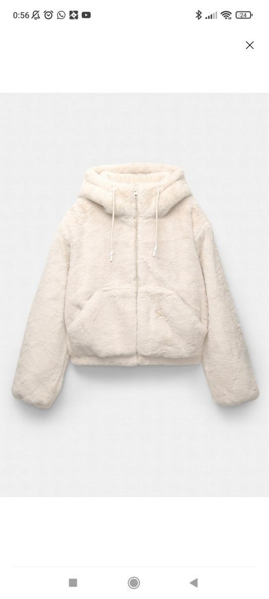 Beyaz Peluş Kapüşonlu Kadın Ceket - Görsel 5