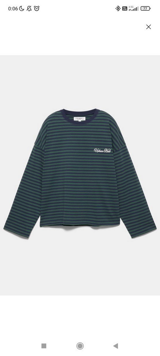 Yeşil Çizgili Oversize Kadın Tişört - Görsel 4