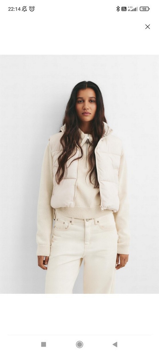 Beyaz Yüksek Yakalı Kadın Şişme Yelek - Görsel 2