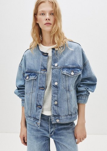 Gri Oversize Denim Ceket - Görsel 2
