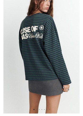 Erkek Çocuk Yeşil Çizgili Uzun Kollu Sweatshirt - Görsel 4