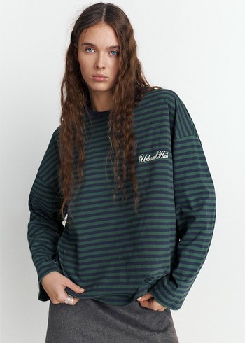 Erkek Çocuk Yeşil Çizgili Uzun Kollu Sweatshirt - Görsel 3