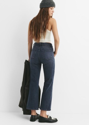 Kadın Lacivert Batik Desenli Midi Kot Pantolon - Görsel 3