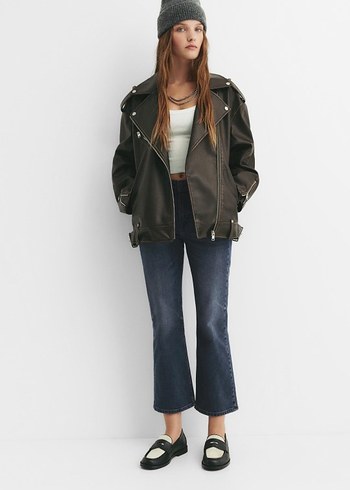 Kadın Lacivert Batik Desenli Midi Kot Pantolon - Görsel 5