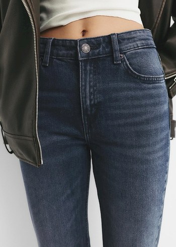 Kadın Lacivert Batik Desenli Midi Kot Pantolon - Görsel 2