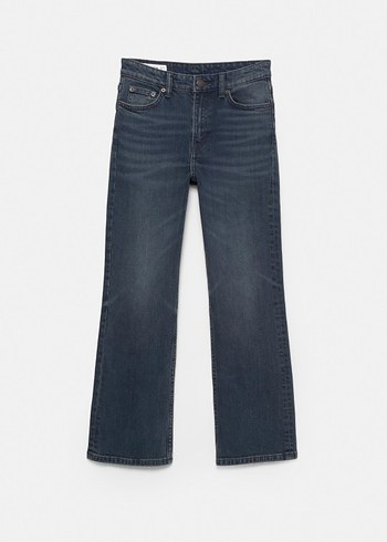 Kadın Lacivert Batik Desenli Midi Kot Pantolon - Görsel 7