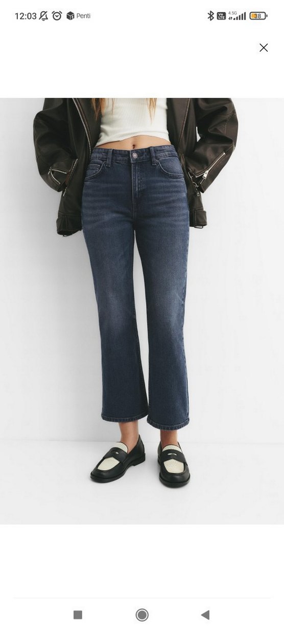 Kadın Lacivert Batik Desenli Midi Kot Pantolon - Görsel 4