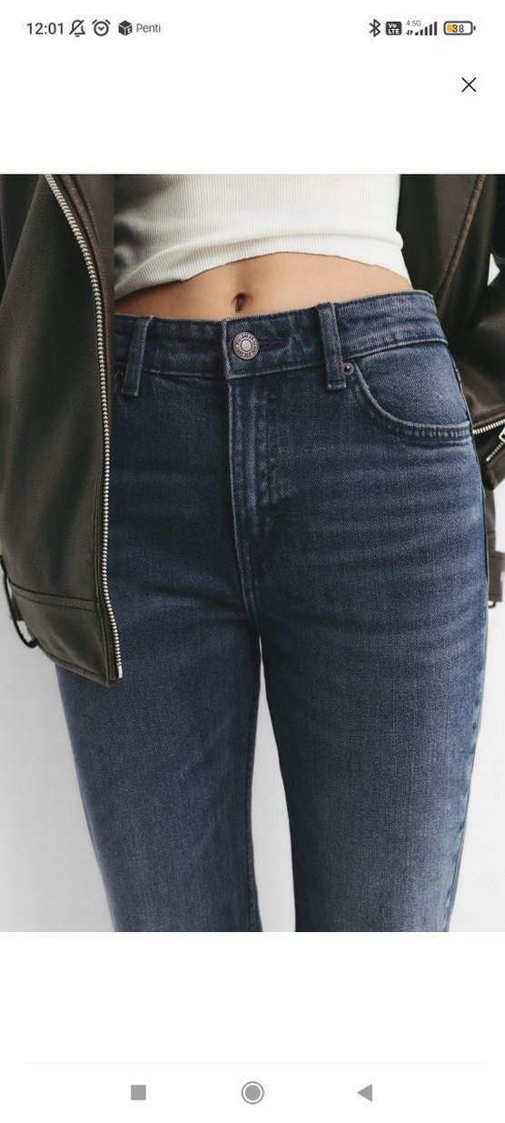 Kadın Lacivert Batik Desenli Midi Kot Pantolon - Görsel 2