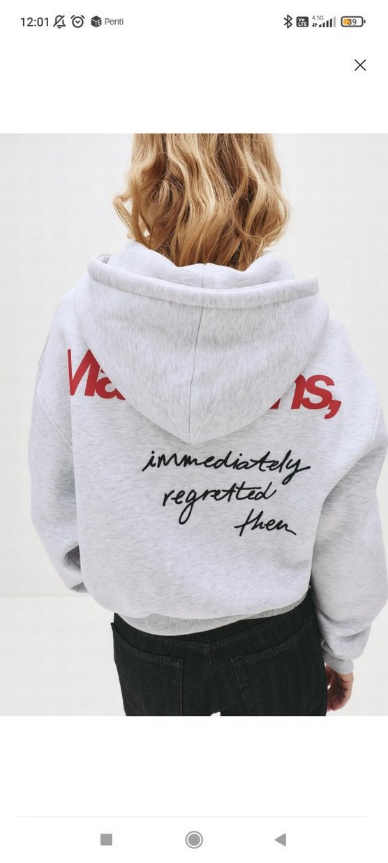 Gri Oversize Sweatshirt Kadın Hoodie - Görsel 2