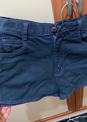 Kadın Koyu Mavi Mini Denim Şort - Görsel 2