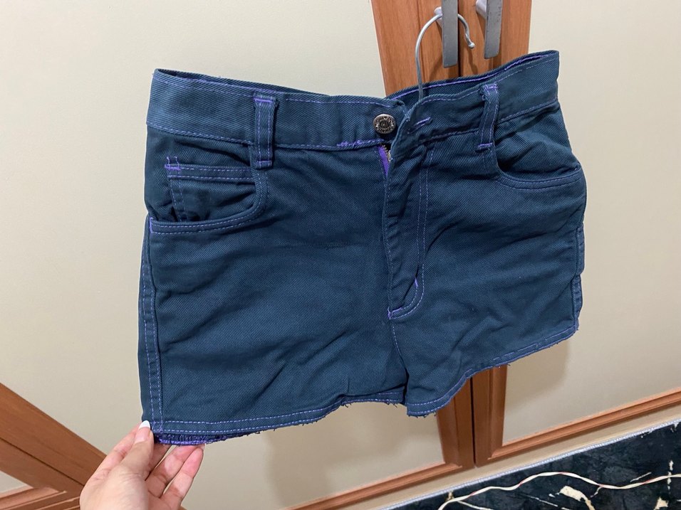 Kadın Koyu Mavi Mini Denim Şort - Görsel 2