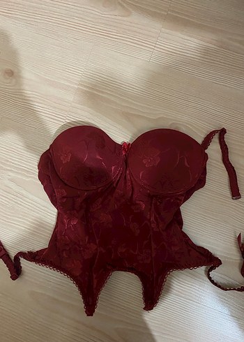 Bordo Nakışlı Vintage Midi Sütyen - Görsel 2