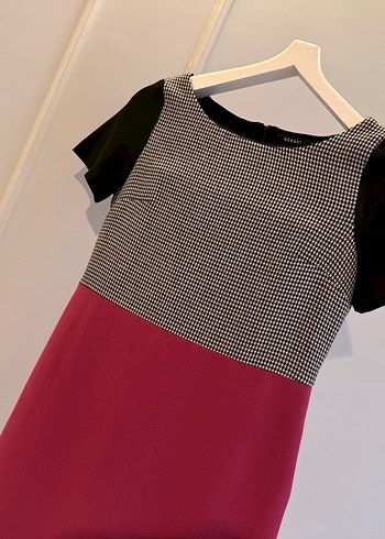 Herry  Asimetrik Kesim Elbise | Kazayağı Desen & Pembe Zerafeti - Görsel 7