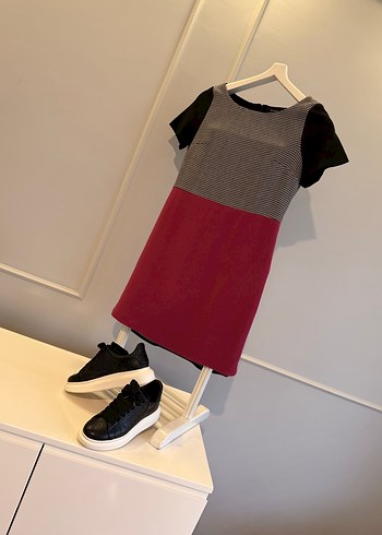 Herry  Asimetrik Kesim Elbise | Kazayağı Desen & Pembe Zerafeti - Görsel 5