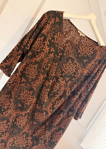 Bakır Dokumuşlarla Sofistike Şıklık-Büyük Beden Drape Elbise - Görsel 2