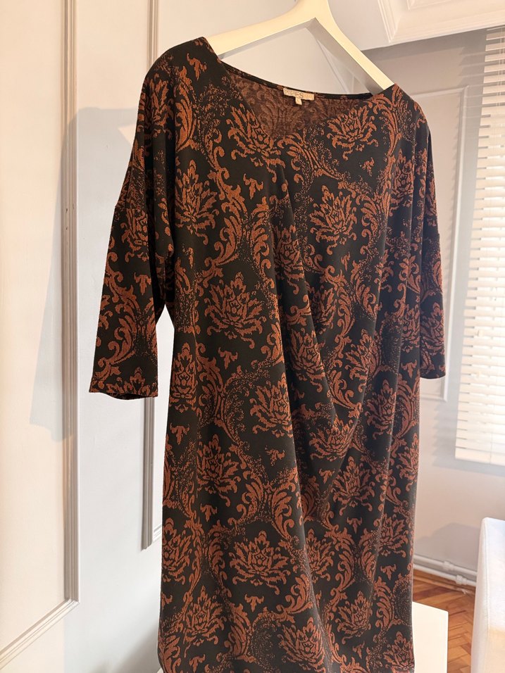 Bakır Dokumuşlarla Sofistike Şıklık-Büyük Beden Drape Elbise - Görsel 5