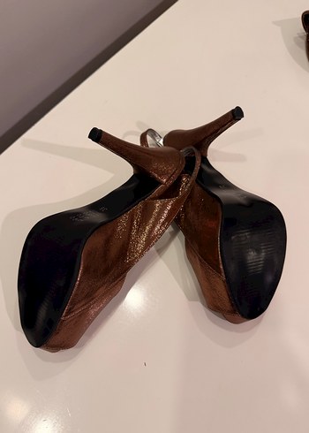  Bronz Işıltı Abiye Ayakkabı & Çanta Seti - Görsel 10