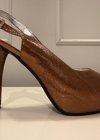  Bronz Işıltı Abiye Ayakkabı & Çanta Seti - Görsel 4