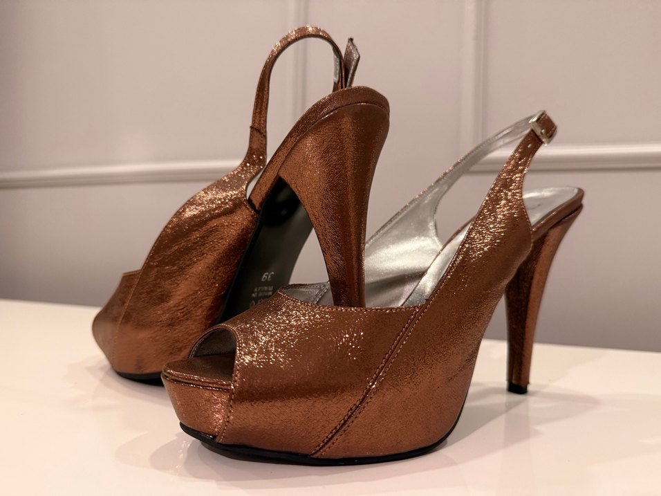  Bronz Işıltı Abiye Ayakkabı & Çanta Seti - Görsel 3