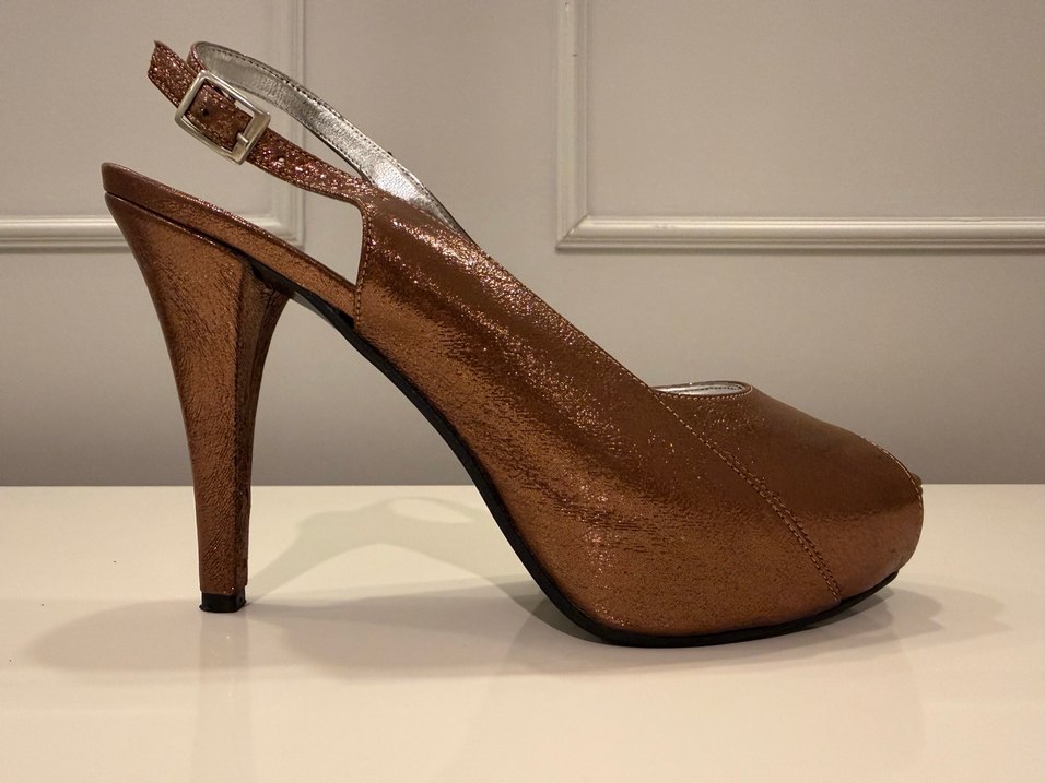  Bronz Işıltı Abiye Ayakkabı & Çanta Seti - Görsel 4