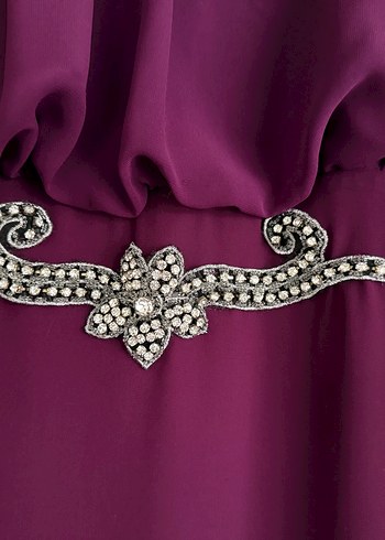 Mürsüm Drapeli Midi Büyük Beden Abiye Elbise - Görsel 3