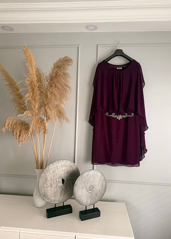 Mürsüm Drapeli Midi Büyük Beden Abiye Elbise - Görsel 2