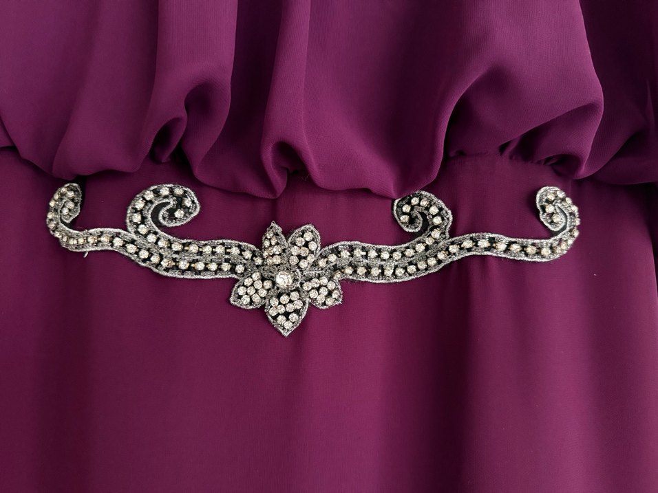 Mürsüm Drapeli Midi Büyük Beden Abiye Elbise - Görsel 3