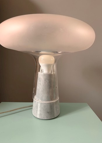 2 adet Nude Orion Gri Mermer Tabanlı Beyaz Masa Lambası - Görsel 2