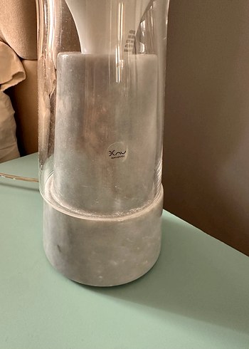 2 adet Nude Orion Gri Mermer Tabanlı Beyaz Masa Lambası - Görsel 3