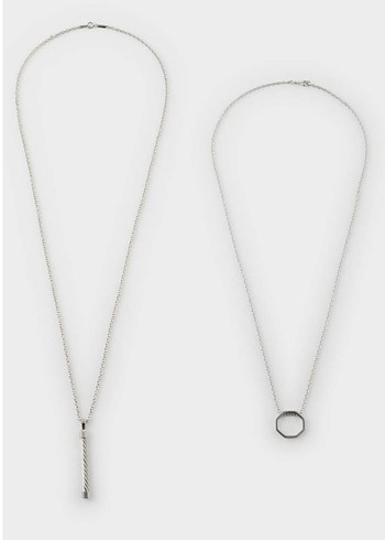 Gri Zincir Detaylı Erkek Kolye - Görsel 4