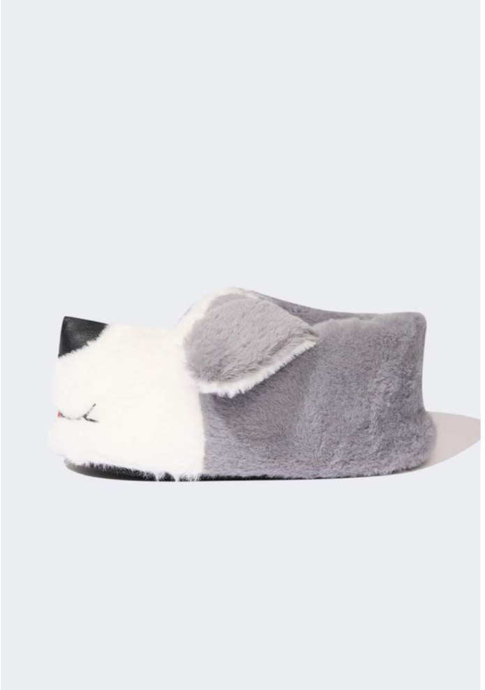 Erkek Çocuk Gri Peluş Köpek Terlik - Görsel 4