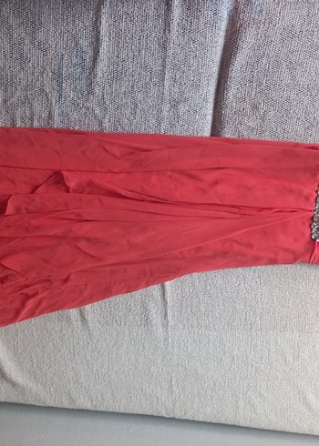 mercan Drapeli Uzun Abiye Elbise - Görsel 3