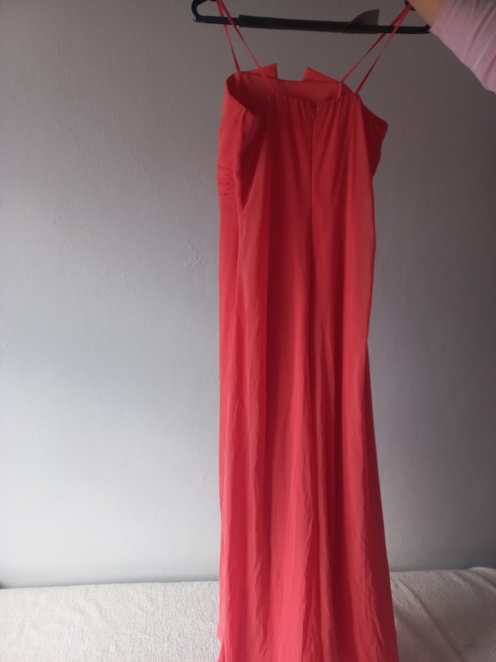 mercan Drapeli Uzun Abiye Elbise - Görsel 2