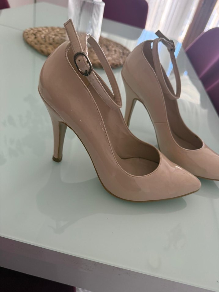 Bej Tokalı Stiletto Topuklu Kadın Ayakkabı - Görsel 3