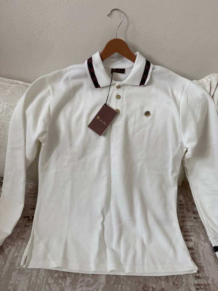 Loro piana Beyaz Pamuklu Erkek Polo sweatshirt - Görsel 5