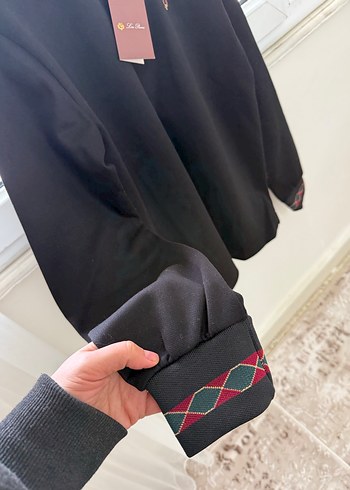 Loro piana Erkek Siyah Uzun Kollu Polo Yaka  sweatshirt - Görsel 5