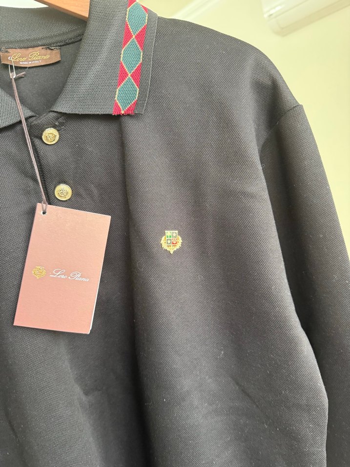 Loro piana Erkek Siyah Uzun Kollu Polo Yaka  sweatshirt - Görsel 3