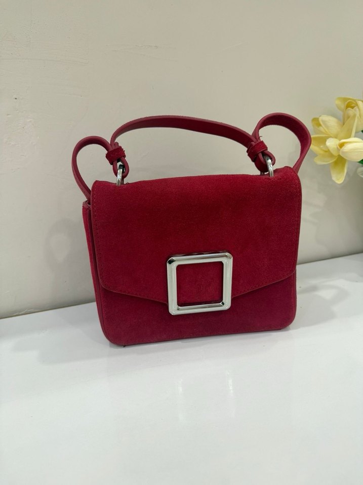 Zara Kırmızı Süet Tokalı Kadın Çanta - Görsel 3