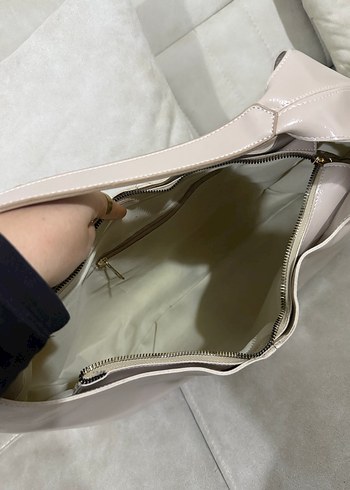 Bej büyük boy deri Kadın Çanta - Görsel 3