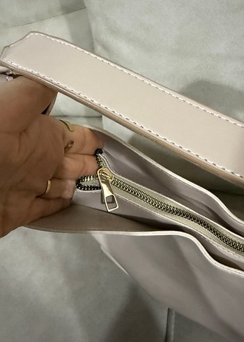 Bej büyük boy deri Kadın Çanta - Görsel 4