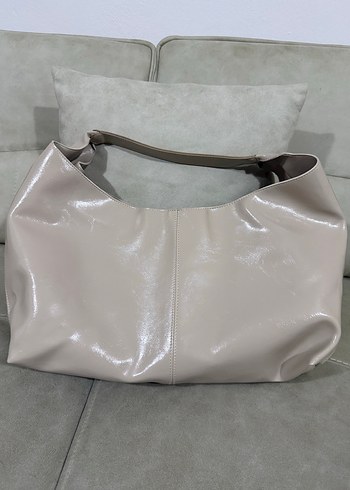 Bej büyük boy deri Kadın Çanta - Görsel 5