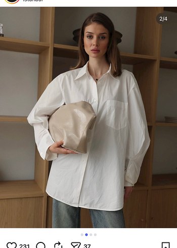 Bej büyük boy deri Kadın Çanta - Görsel 2