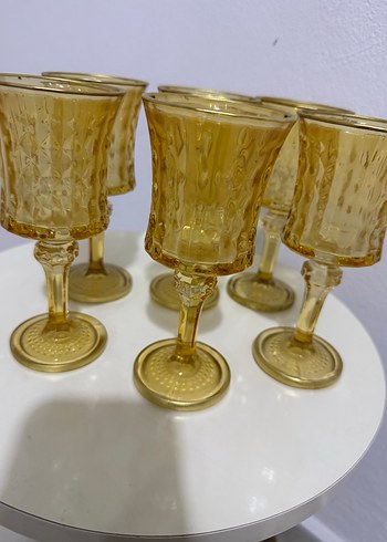 6'lı Sarı Kristal Desenli Kadeh Seti - Görsel 8