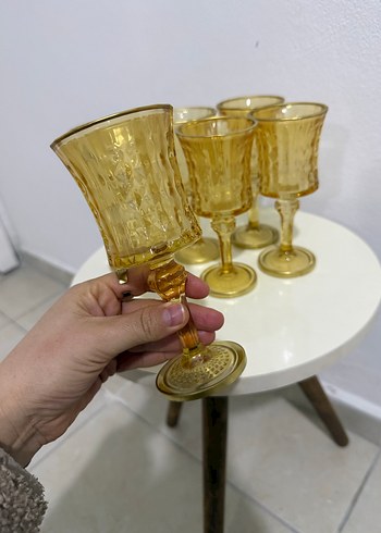 6'lı Sarı Kristal Desenli Kadeh Seti - Görsel 5