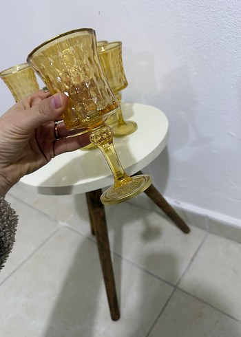 6'lı Sarı Kristal Desenli Kadeh Seti - Görsel 6