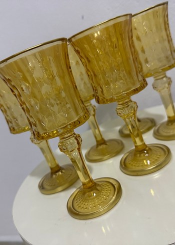 6'lı Sarı Kristal Desenli Kadeh Seti - Görsel 4