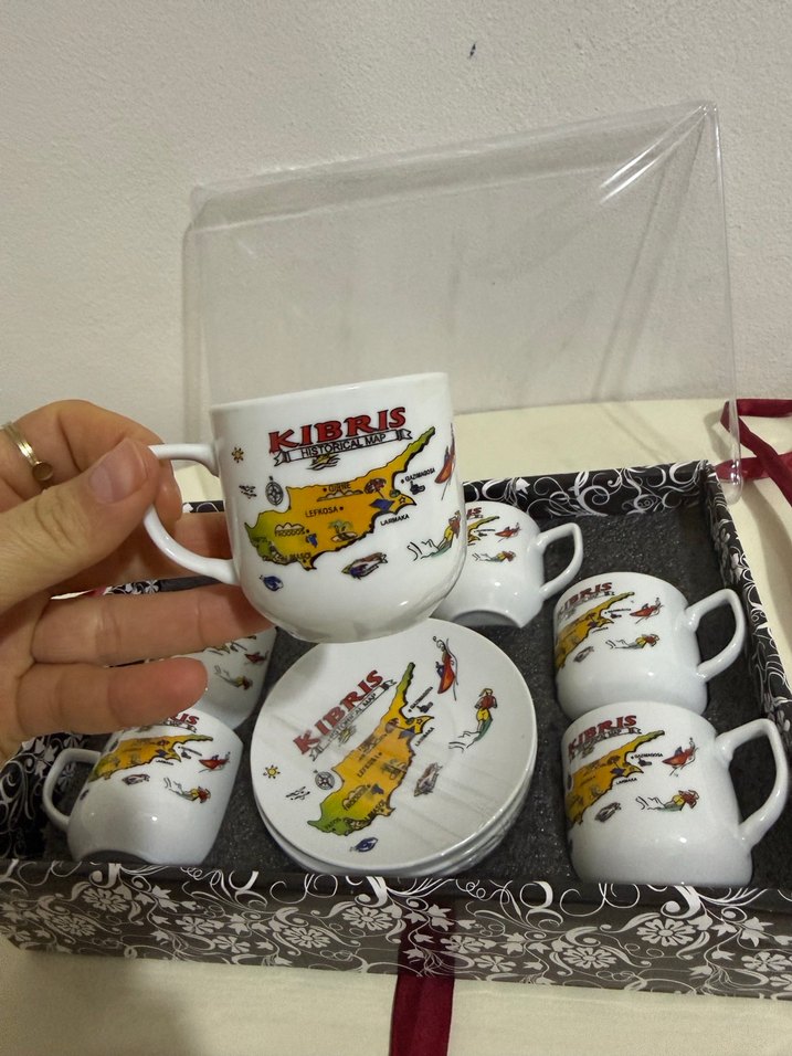 Kıbrıs Haritalı Renkli Kahve Fincanı Seti - Görsel 2