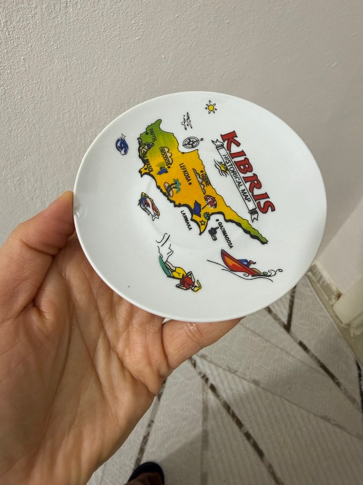 Kıbrıs Haritalı Renkli Kahve Fincanı Seti - Görsel 3